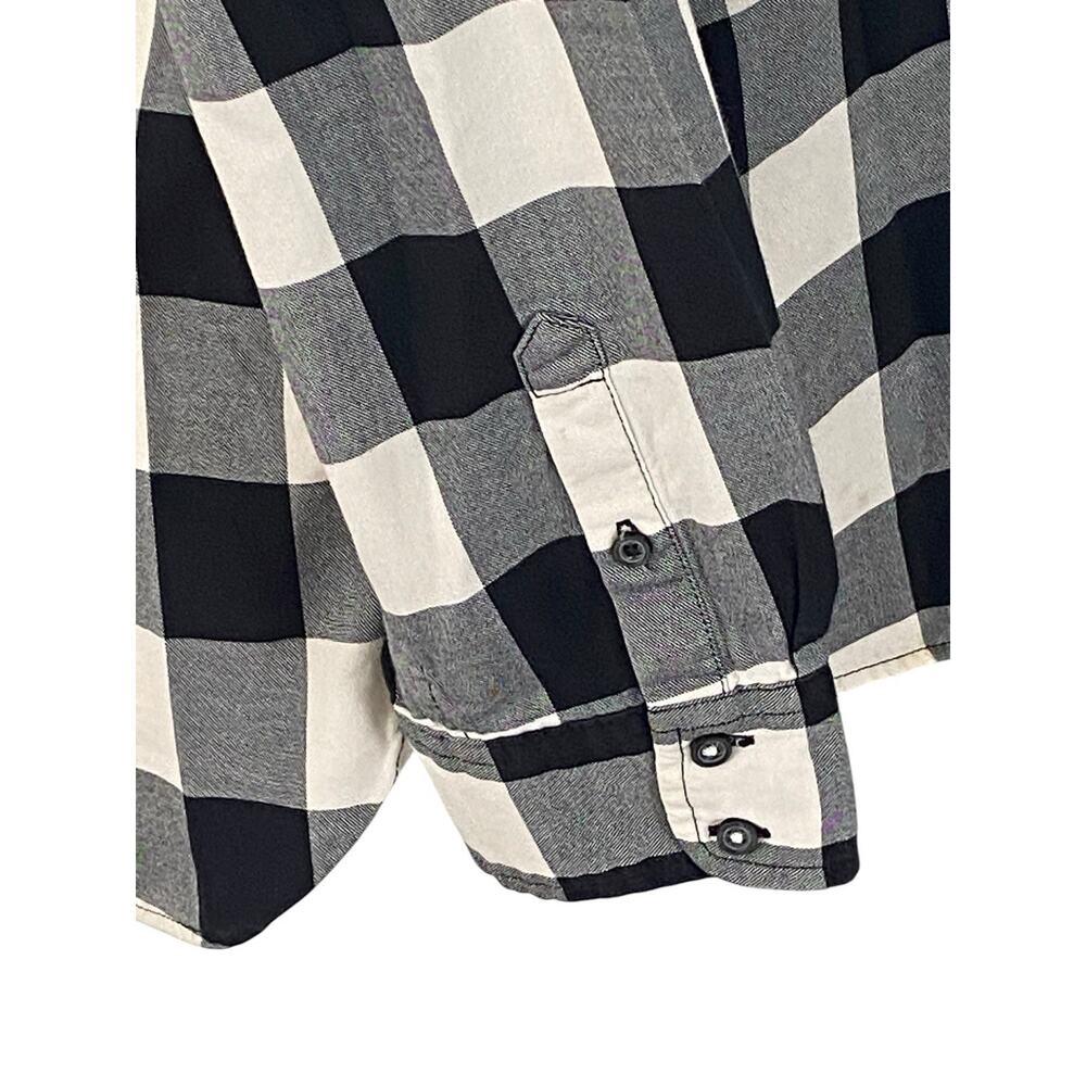 XL TALBOTS Black Plaid Buffalo Check Button Up Dress Shirt Cotton EUC - Picture 6 of 9